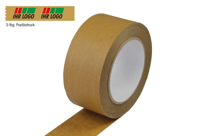 Papier-Packband braun, fadenverstärkt, 1- bis 3-farbig bedruckt, 130 µ