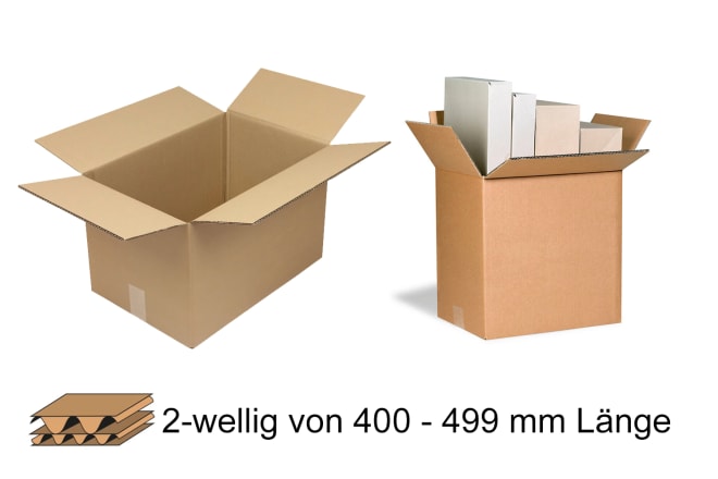 Wellpapp-Faltkarton 2-wellig 400 - 499 mm Länge