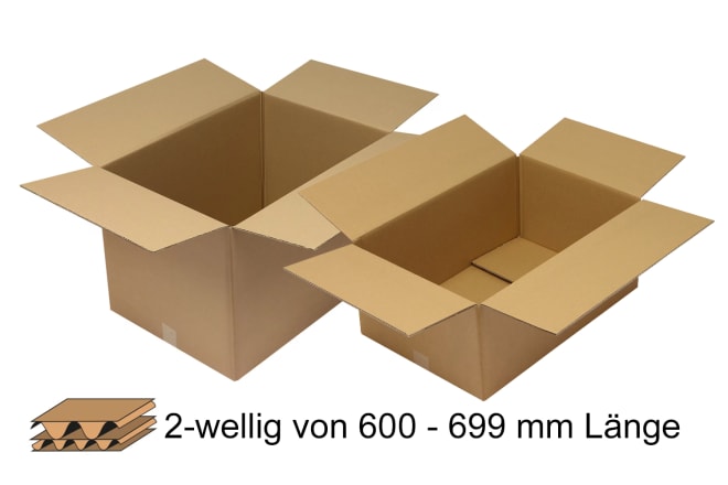 Wellpapp-Faltkarton 2-wellig 600 - 699 mm Länge