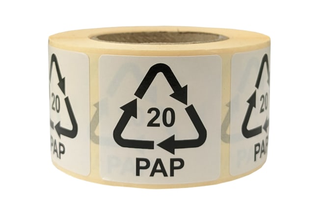 Hinweisetiketten mit Recycling Code, selbstklebend 
