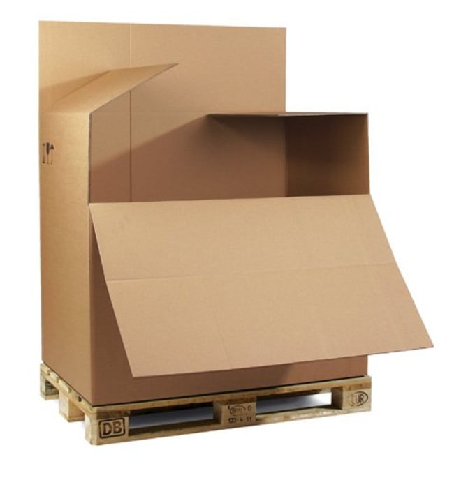 Palettencontainer 2-wellig, mit Ladeklappe, braun, Qual. 2.40