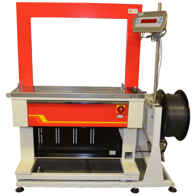 Umreifungsmaschine TP 601d mit integrierter Waage