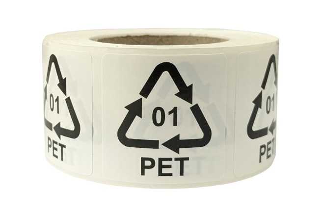 Hinweisetiketten mit Recycling Code, selbstklebend 