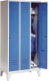 Garderobenschrank, grau/blau, 3 Abteile