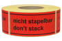 Warnetiketten aus Papier, rot, "Nicht stapelbar" dt./engl. Warnetiketten aus Papier, rot, "Nicht stapelbar" dt./engl.