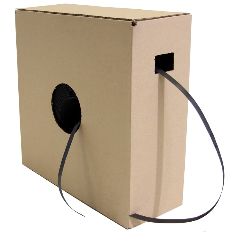 PP-Umreifungsband im Spendekarton, schwarz