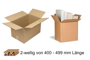 Wellpapp-Faltkarton 2-wellig 400 - 499 mm Länge, m5012007 Wellpapp-Faltkarton 2-wellig 400 - 499 mm Länge, m5012007