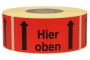 Warnetiketten aus Papier, rot, "Hier oben" Warnetiketten aus Papier, rot, "Hier oben"