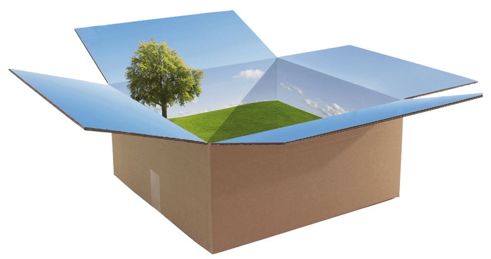Karton, der Nachhaltigkeitzeigt