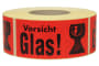 Warnetiketten aus Papier, rot, "Vorsicht Glas!" Warnetiketten aus Papier, rot, "Vorsicht Glas!"