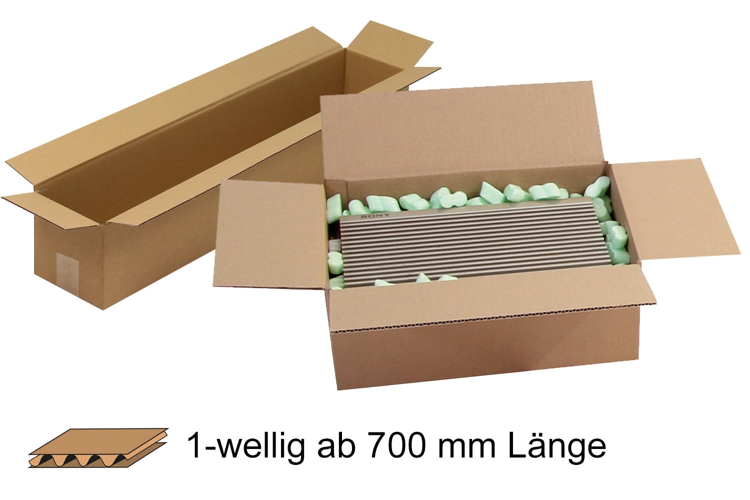 Wellpapp-Faltkarton 1-wellig ab 700 mm Länge