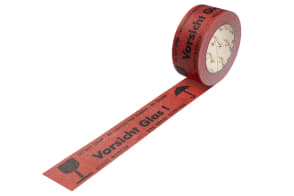 Papier-Warnklebeband, rot, "Vorsicht Glas", 135 µ , 5520727