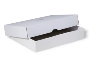 Stülpdeckelkarton aus Mikrowellpappe, 2-teilig, weiß, DIN A4, 5214046 Stülpdeckelkarton aus Mikrowellpappe, 2-teilig, weiß, DIN A4, 5214046