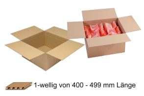Wellpapp-Faltkarton 1-wellig von 400 - 499 mm Länge, m5011023