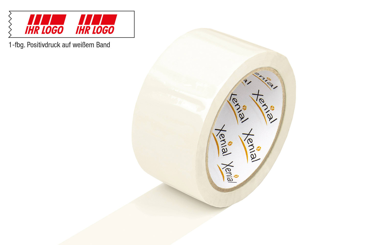 Xenial PET-Recycling-Klebeband weiß, 1- bis 2-farbig bedruckt, 37 µ