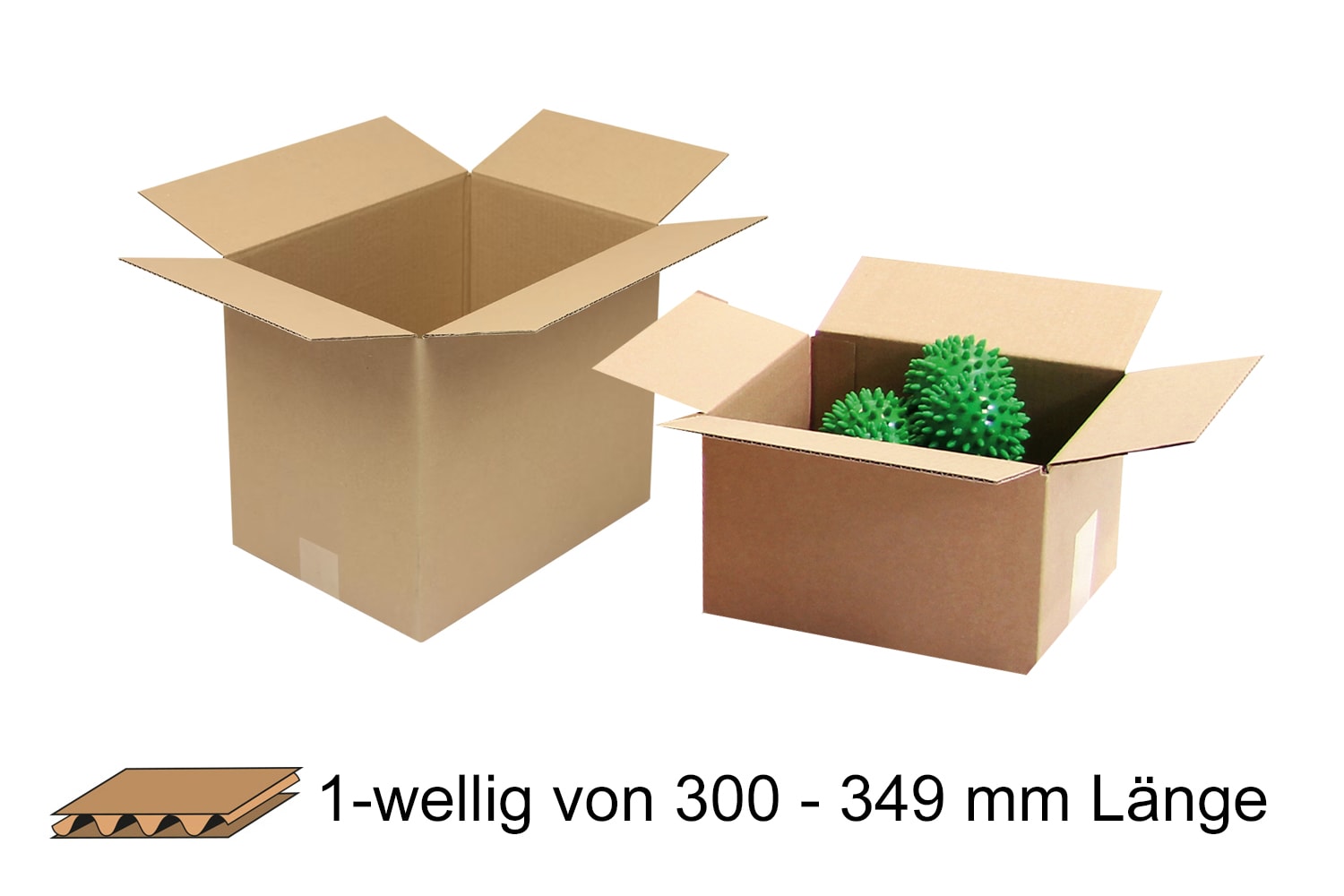 Wellpapp-Faltkarton 1-wellig von 300 - 349 mm Länge