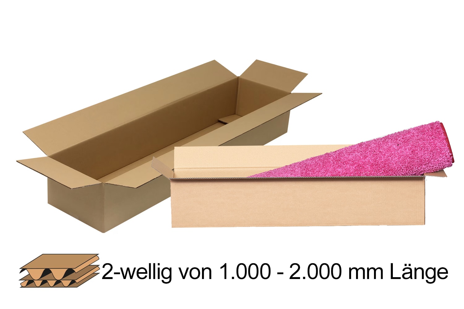 Wellpapp-Faltkarton 2-wellig 1.000 - 2.000 mm Länge