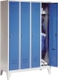 Garderobenschrank, grau/blau, 4 Abteile